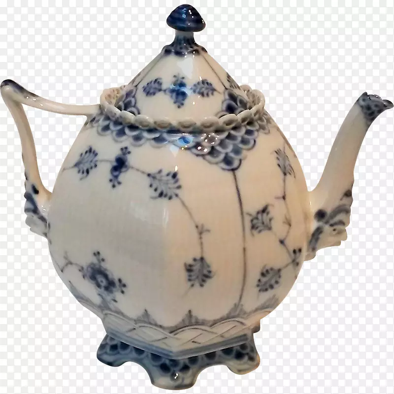 茶壶皇家哥本哈根蓝槽全花边瓷餐具