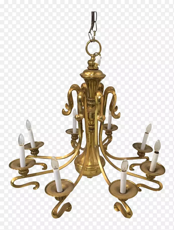 世纪中叶的吊灯黄铜桌现代白炽灯泡.黄铜