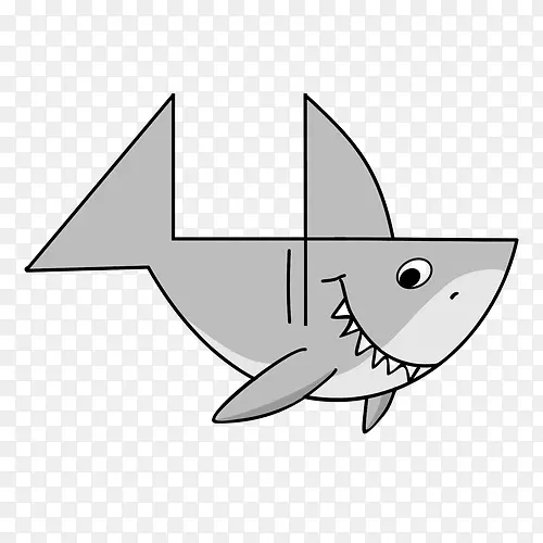 鲨鱼画几何图形数卡通鲨鱼