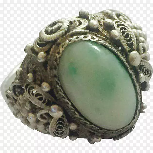 绿松石玉银戒指首饰.银