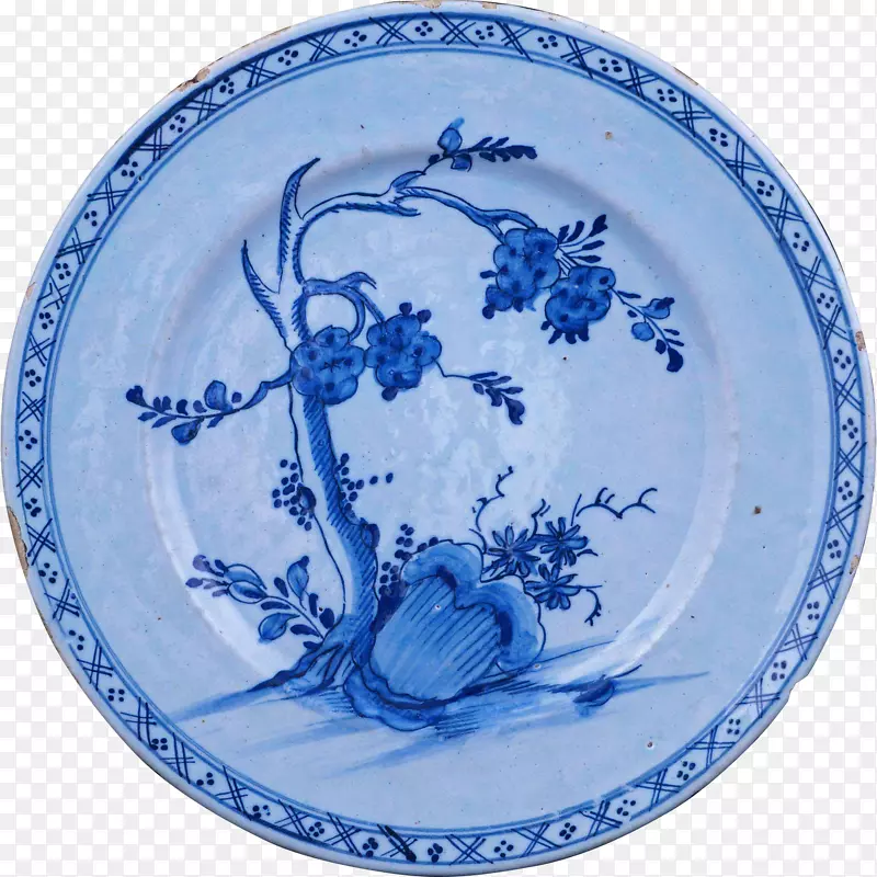 18世纪瓷盘蓝白色陶器锡釉陶器