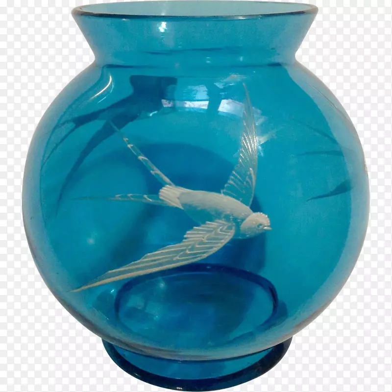 蓝色玻璃花瓶古董钴蓝花瓶