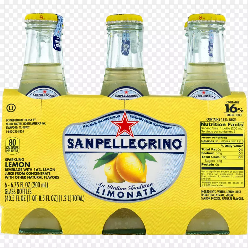 柠檬-石灰饮料，玻璃瓶，柠檬水，桑佩莱格里诺有限公司。桑佩莱格里诺柠檬200毫升瓶纸箱24-柠檬水
