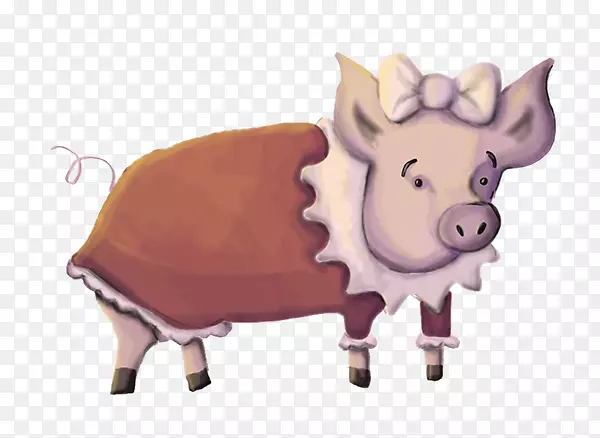 牛猪插图卡通产品设计-猪