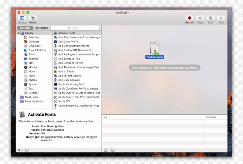 MacOS Mojave MacOS ela Automator os x Yosemite-Color Sync实用程序
