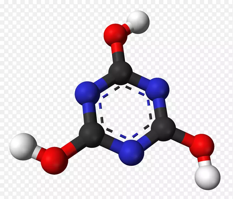 分子氰尿酸1，3，5-三嗪农药球棒模型