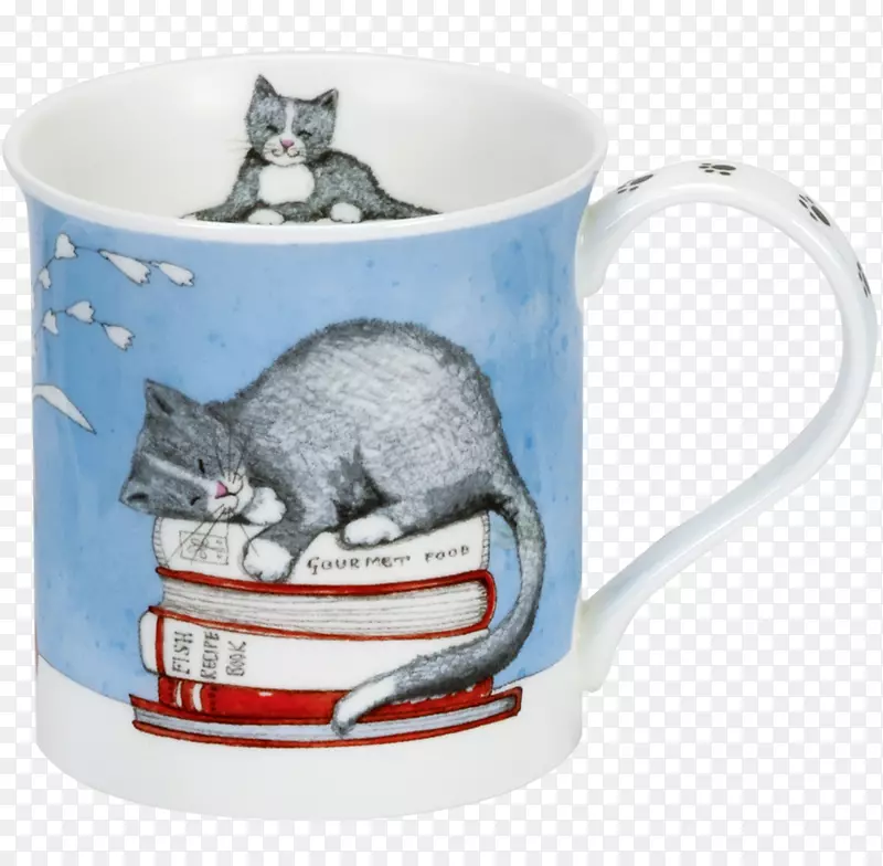 邓南知足的猫书，但是形状的杯子茶杯-猫