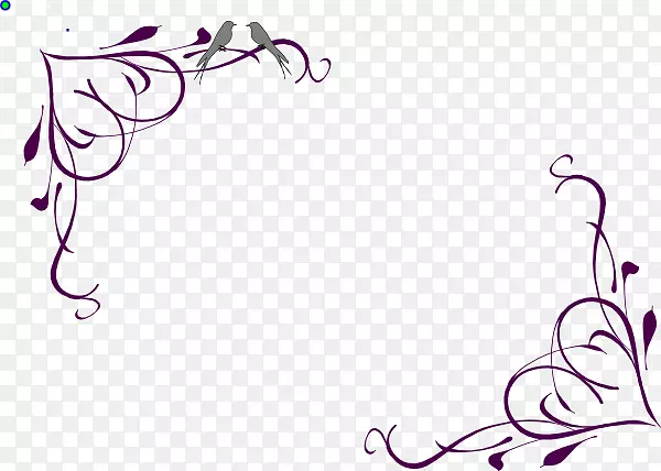 边框剪贴画装饰角紫色花.深灰色