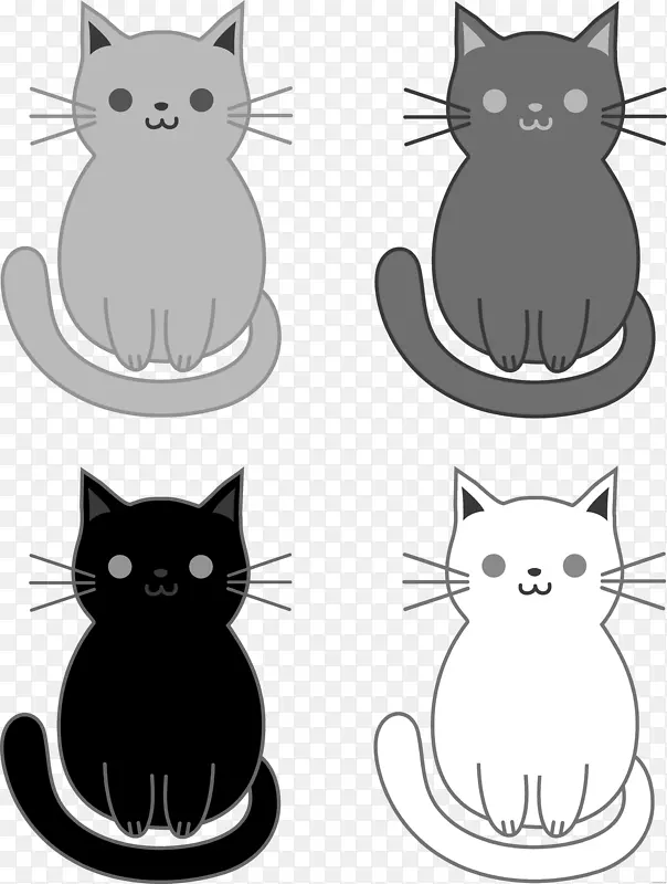 猫猫科卡通剪贴画-猫