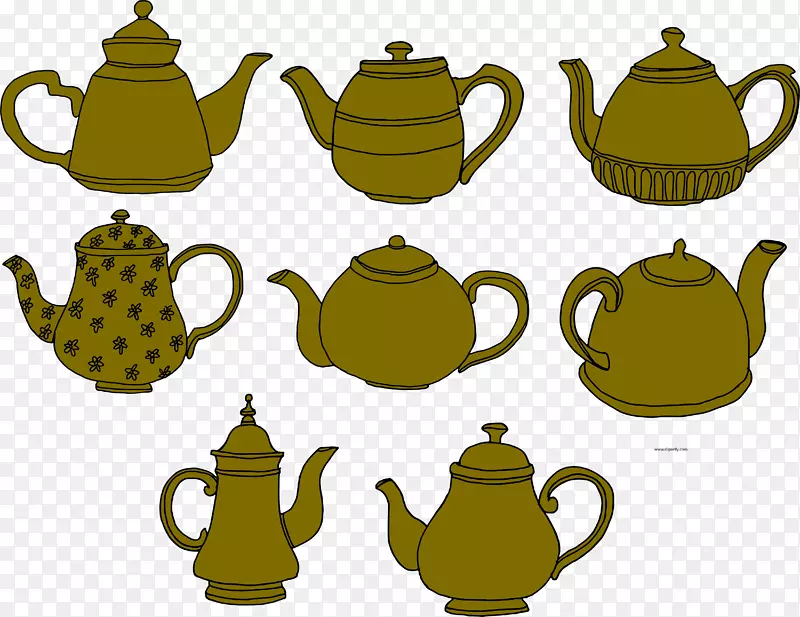 茶道剪贴画茶壶插图-茶
