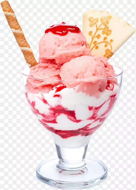 圣代冰淇淋锥草莓冰淇淋-冰淇淋