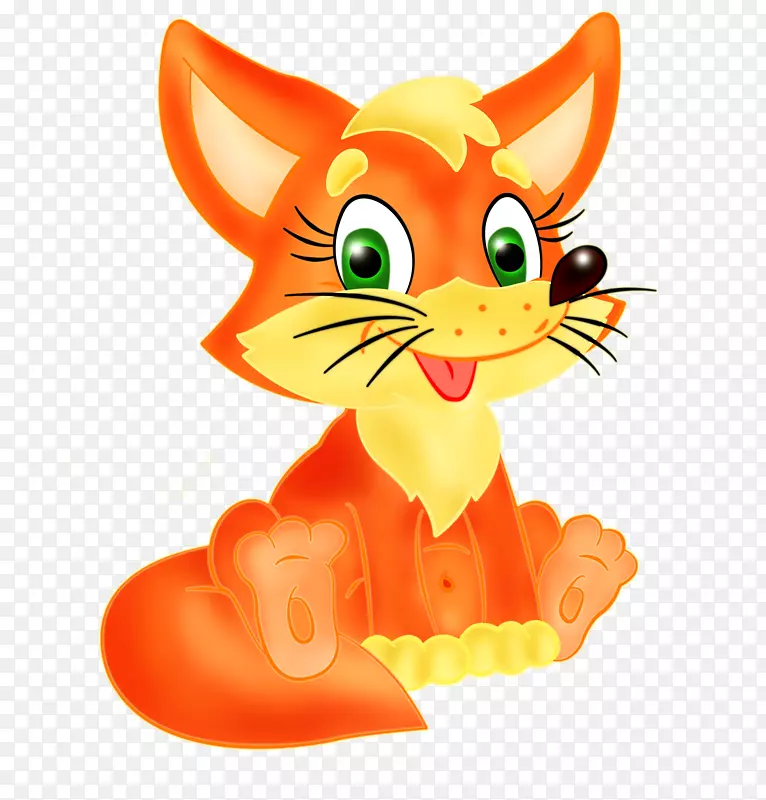 胡须红狐猫插图剪贴画