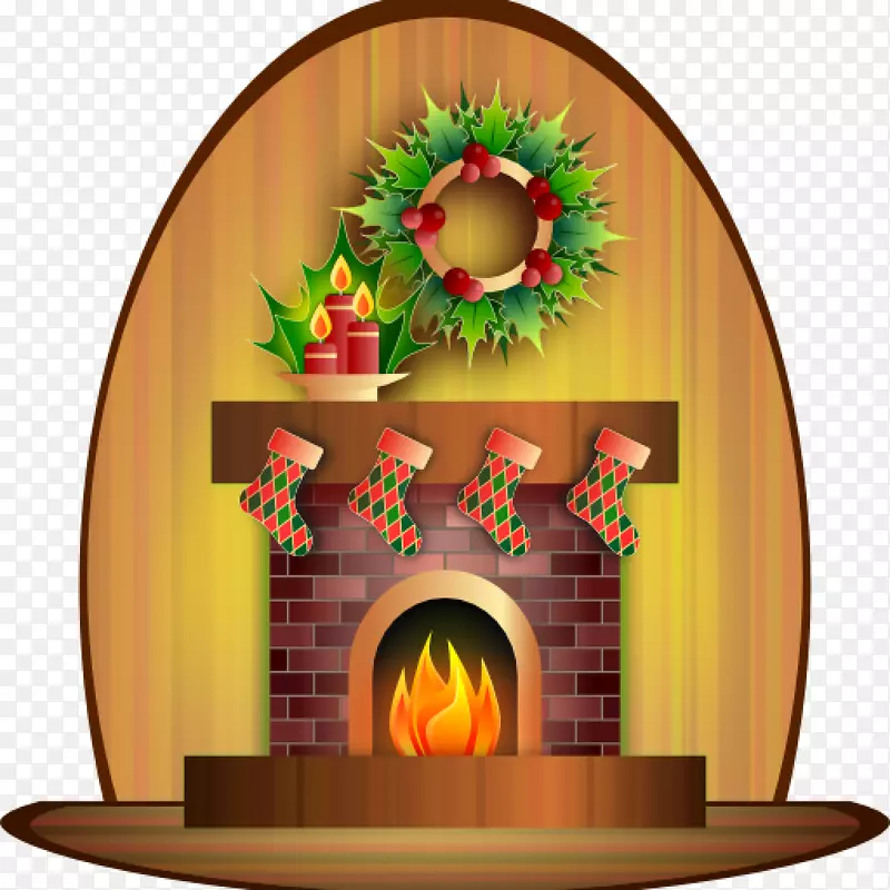 夹艺术壁炉露天部分圣诞老人烟囱-圣诞老人
