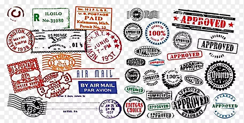 邮资邮票图形橡胶印邮戳盖印
