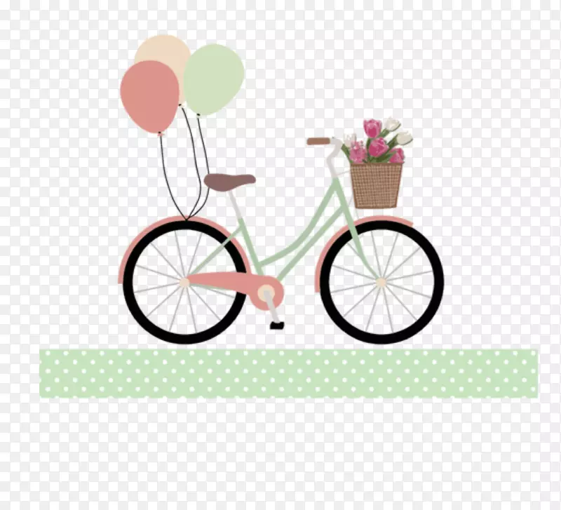 自行车生日气球礼品贺卡和便笺卡-自行车