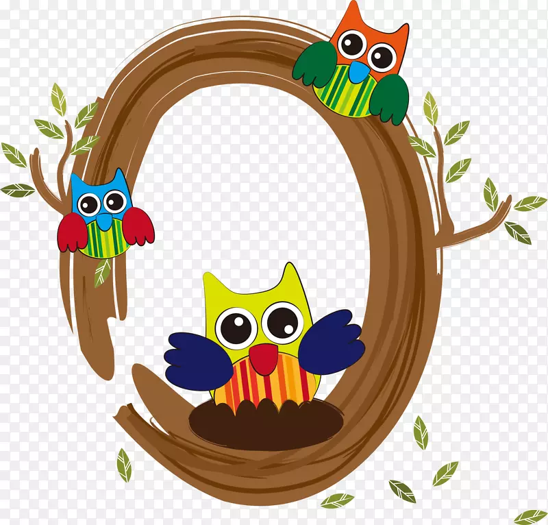 猫头鹰插图图形字母图像.棕色猫头鹰