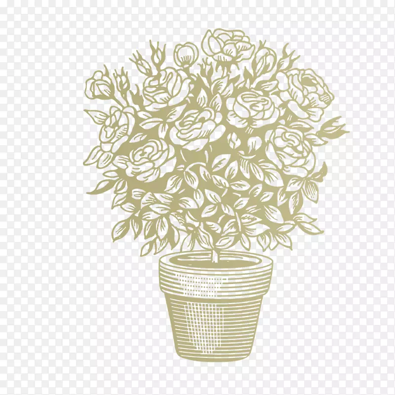 花盆设计花瓶绘制.灰色角形海德节