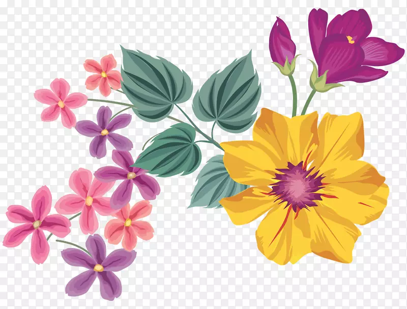 剪贴画花卉png图片水彩画图像.绿色花朵