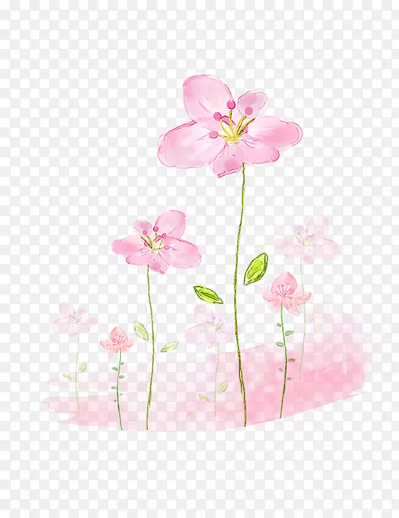 粉红花水彩画花卉图案