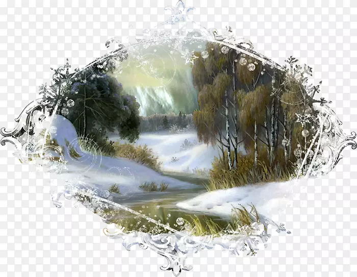 油画再现山水与雪山水画菲多斯基诺微型绘画