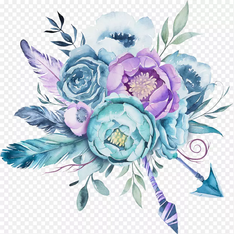 剪贴画蓝色玫瑰插图花图形-花