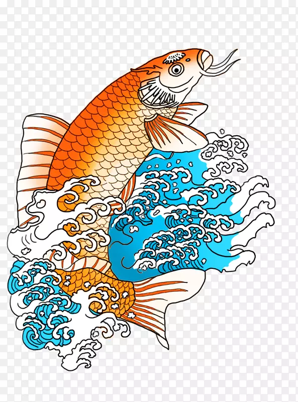 鱼夹艺术锦鲤插画
