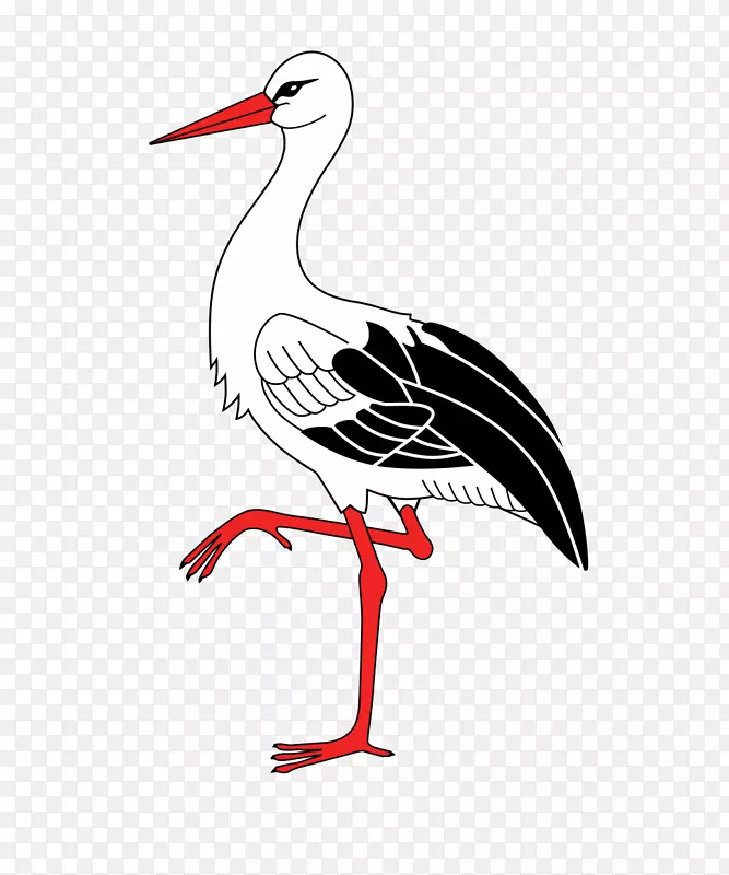 白鹳鸟夹艺术绘制png图片.鸟