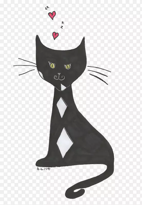 胡须猫插图黑色m-猫
