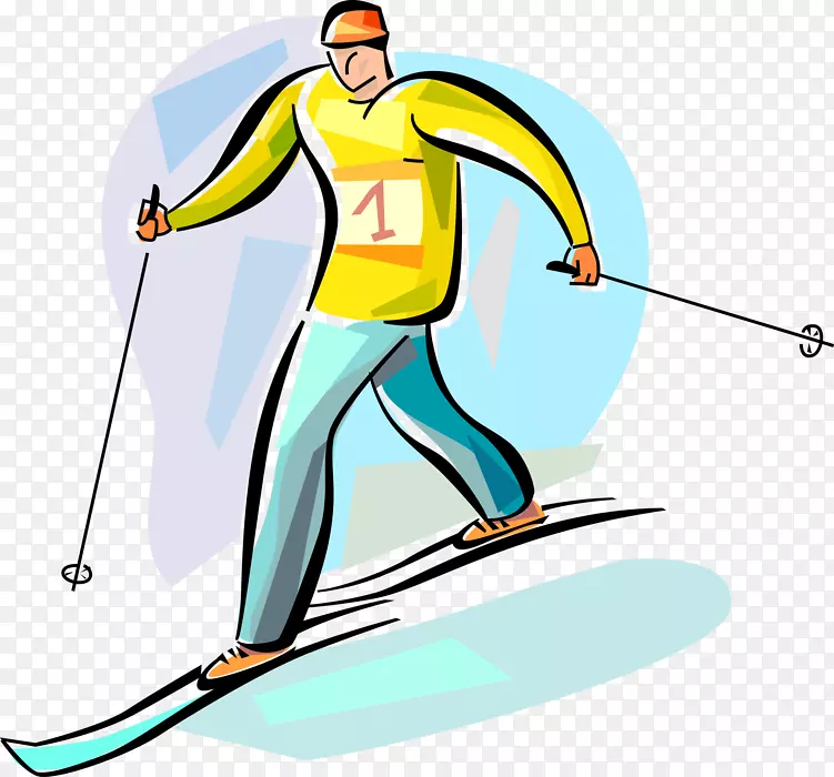 滑雪杆越野滑雪夹艺术线越野滑雪者