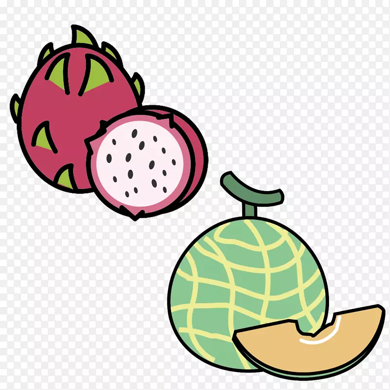 水果剪辑艺术插图火龙果卡通-龙果