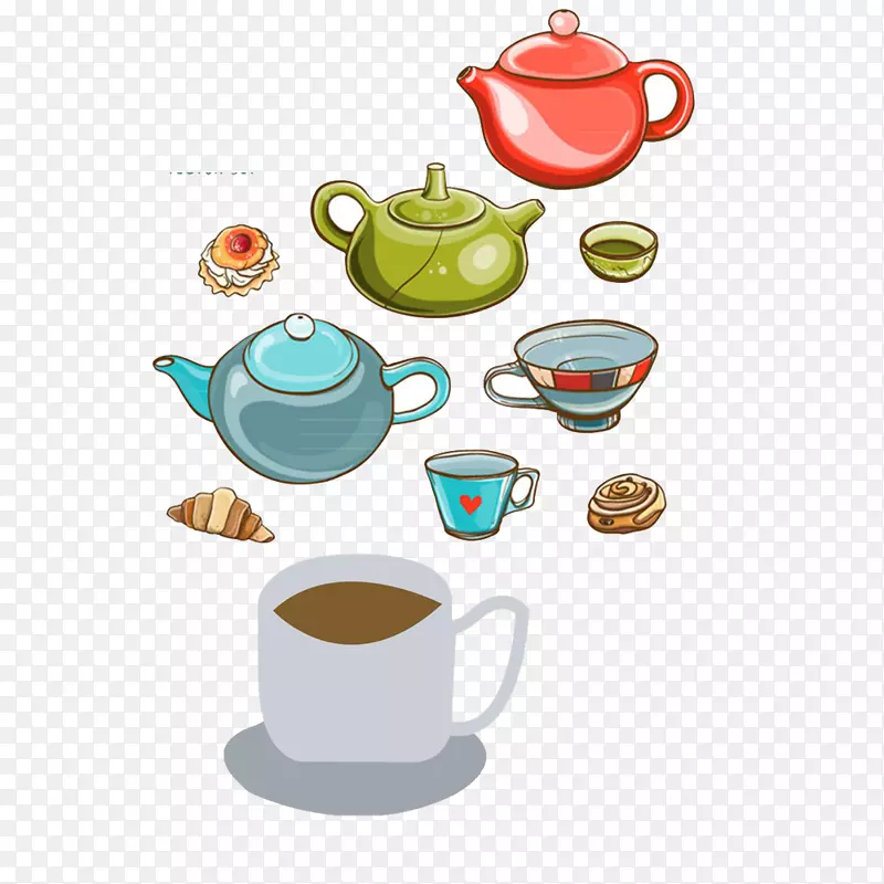 茶壶图形杯咖啡茶壶茶具
