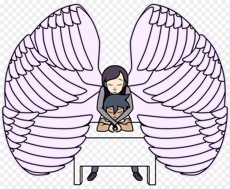 剪贴画插图昆虫卡通线艺术-守护天使