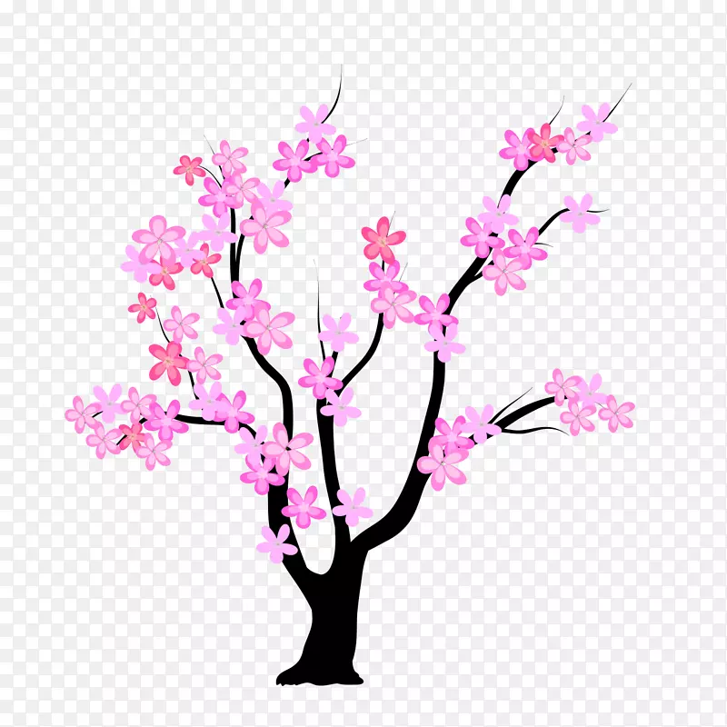 图形剪辑艺术树图像插图-桃花