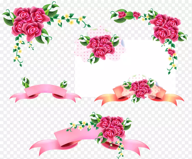 婚宴邀请玫瑰花设计彩带
