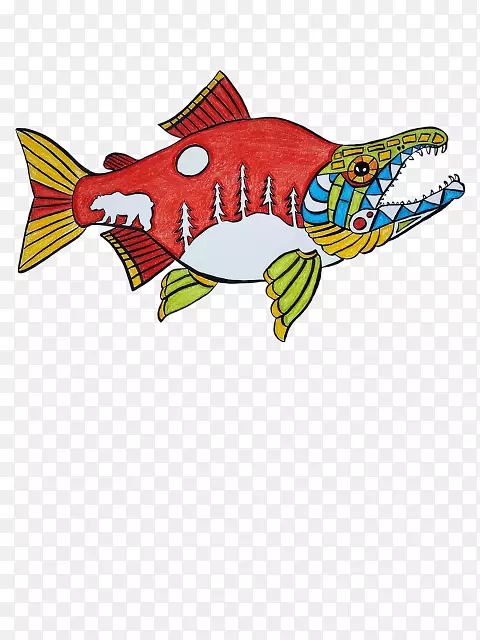 插图剪贴画线鱼红.m-短命鲑鱼背景