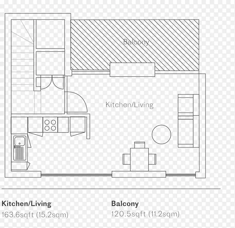 建筑平面图纸技术制图家具.向客厅开放厨房