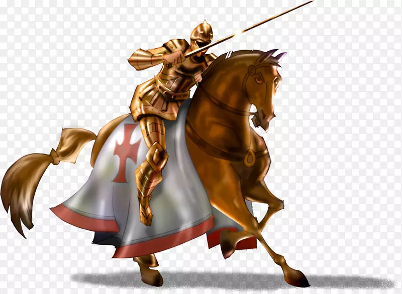 中世纪骑士单身汉马骑士