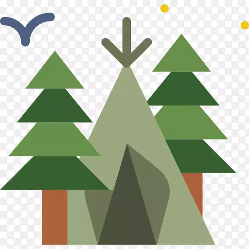 可伸缩图形计算机图标封装PostScript插图.背包帐篷在树林中露营