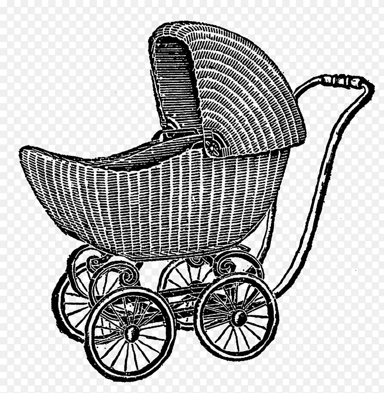 婴儿运输插图剪贴画马车数码邮票