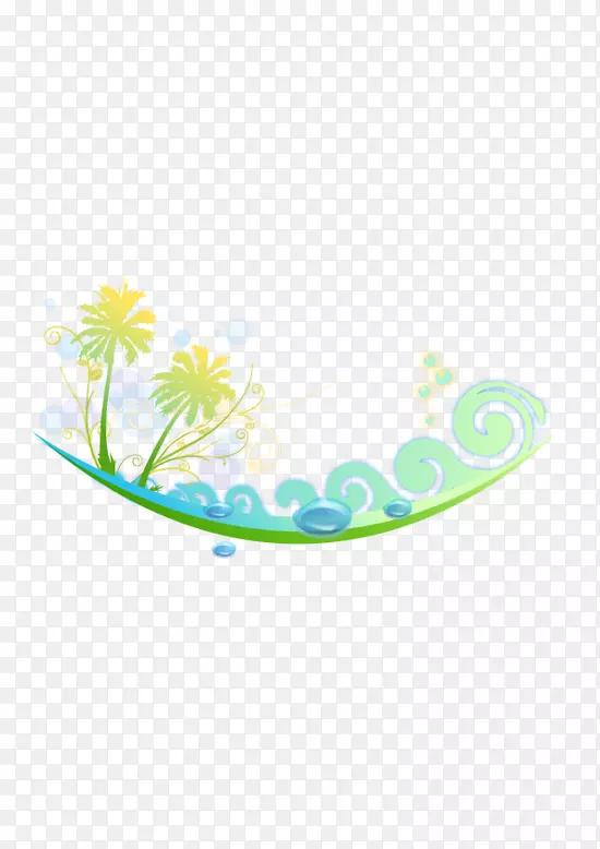 水彩产品绘图桌面壁纸-夏日海滩