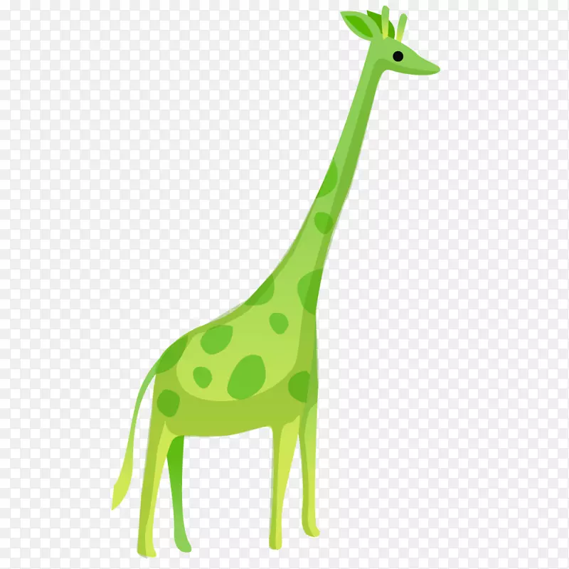长颈鹿剪贴画动物图案陆地动物-绿色
