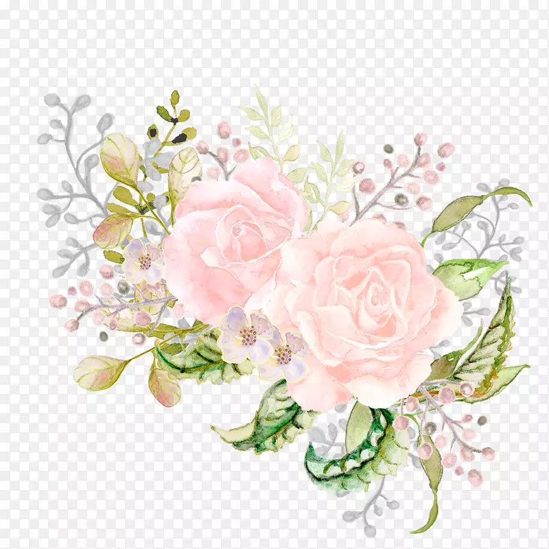 花园玫瑰花卉设计png图片图像水彩画