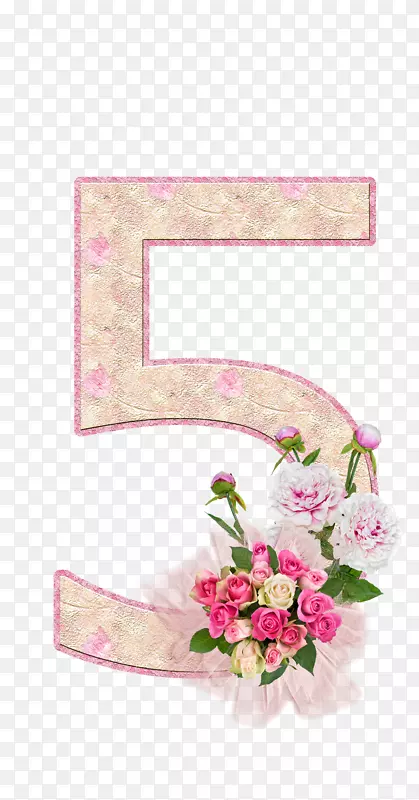 字母表数字花卉设计字母