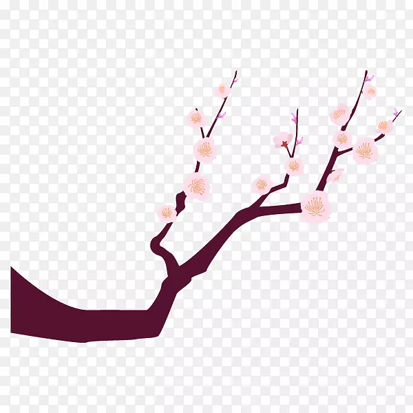 梅花枝叶插图插画树