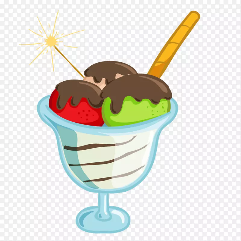 圣代冰淇淋圆锥形甜点-巧克力冰淇淋