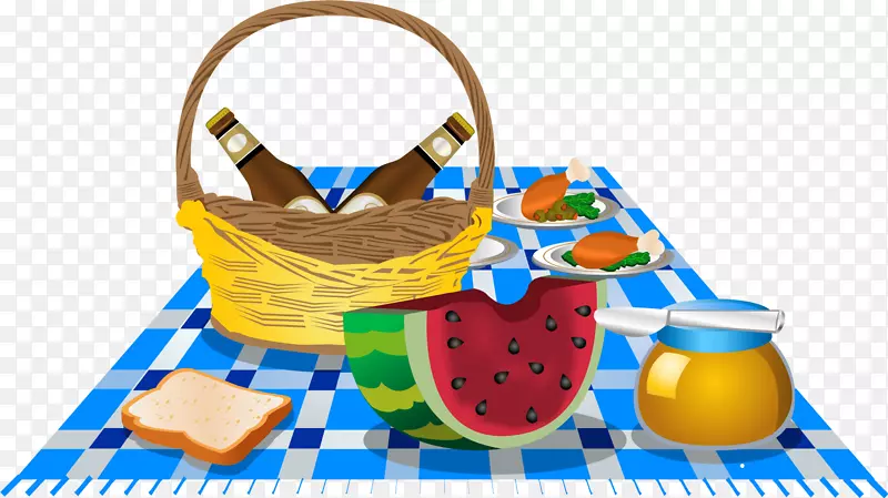 野餐篮图形图像食物外出时间