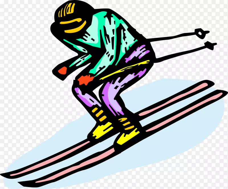 剪贴画图形插图图片版税支付-下坡滑雪者