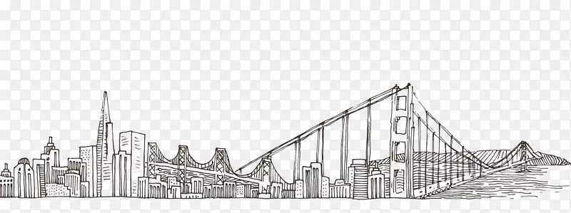 布鲁克林大桥金门大桥绘制图形-可爱的风景