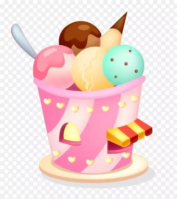 圣代冰淇淋圆锥形冰淇淋吧草莓冰淇淋-冰淇淋