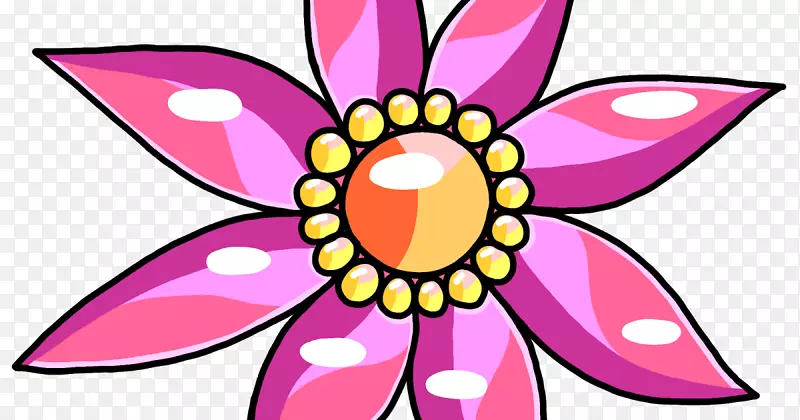 剪贴画对称花纹图案线-白色粉红雏菊